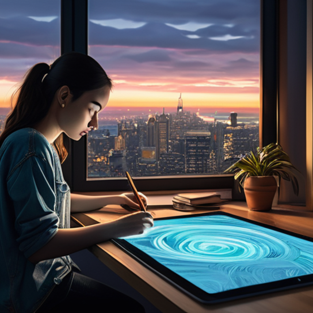 디지털아트 블로그 운영 팁 - **Prompt 1: A Digital Artist's Creative Hub**
"A young, focused digital artist, wearing comforta...