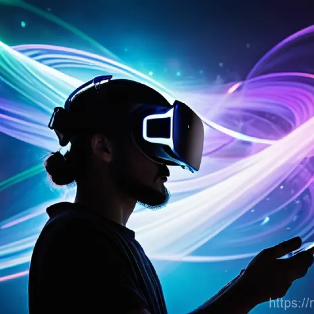 VR 아트 제작 도구 비교 - **Immersive "Air Painting" in a Dreamlike VR Canvas**
A person (gender-neutral, 20s-30s, wearing...