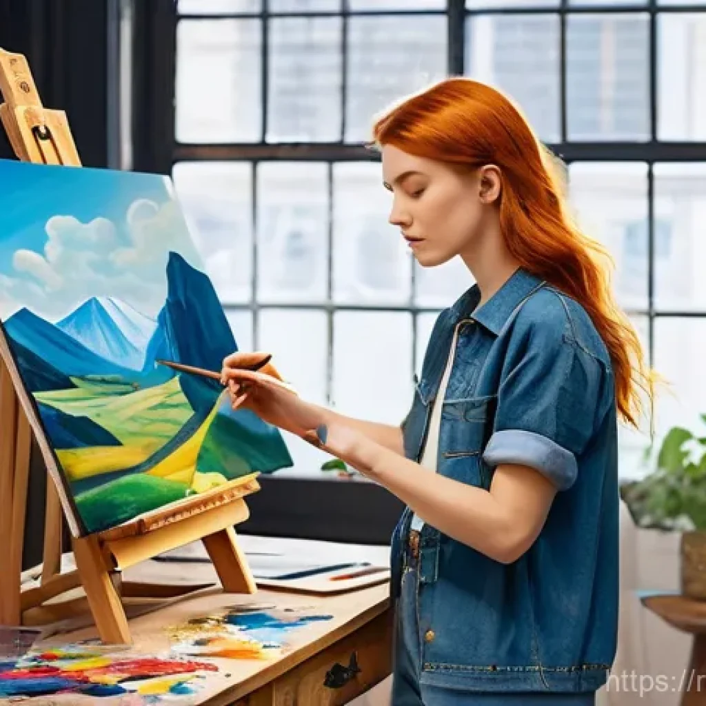 디지털아트 역사 - **Prompt:** A dynamic, multi-faceted scene depicting the evolution of an artist's workspace. On the ...