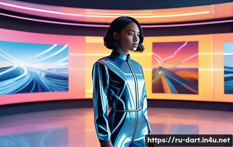 디지털아트의 미래 전망 - **Prompt:** A young, determined female digital artist, with a chic bob haircut and wearing a stylish...