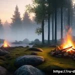 디지털아트 블렌더 이펙트 활용 - A detailed 3D scene in Blender showcasing a magical forest environment at dusk, featuring realistic ...